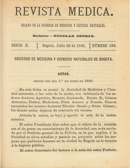 					Ver Vol. 10 Núm. 104 (1886): Revista Médica. Serie 10. Julio de 1886. Núm. 104
				