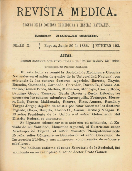 					Ver Vol. 10 Núm. 103 (1886): Revista Médica. Serie 10. Junio de 1886. Núm. 103
				