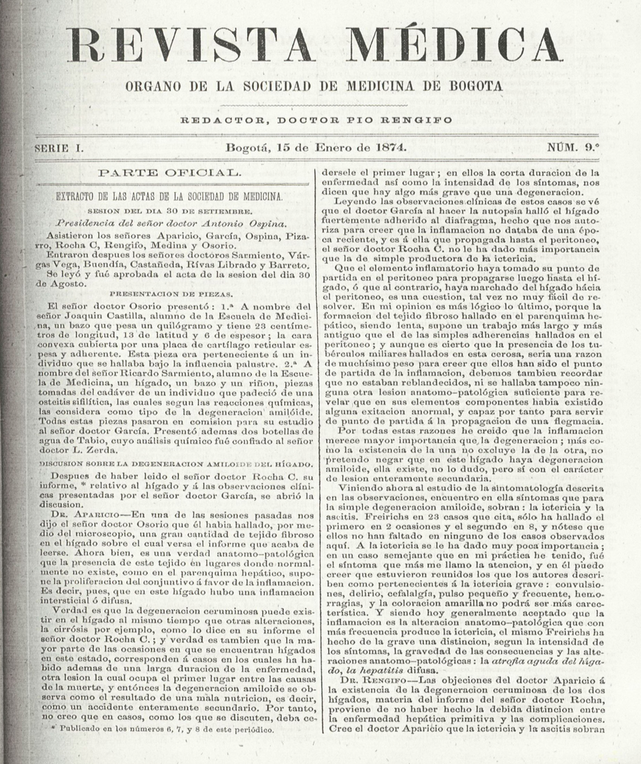					Ver Vol. 1 Núm. 09 (1874): Revista Médica de Bogotá. Serie 01. Enero de 1874. Núm. 09
				
