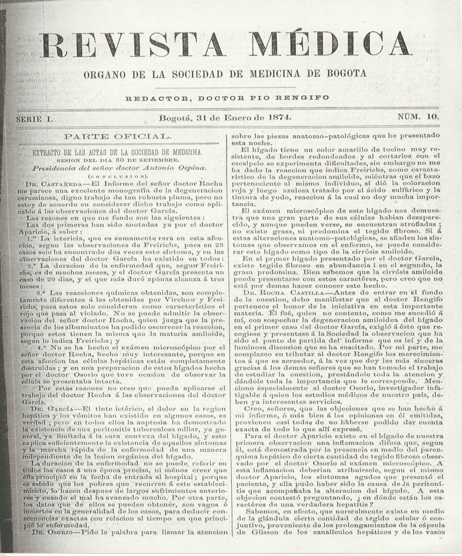 					Ver Vol. 1 Núm. 10 (1874): Revista Médica de Bogotá. Serie 01. Enero de 1874. Núm. 10
				