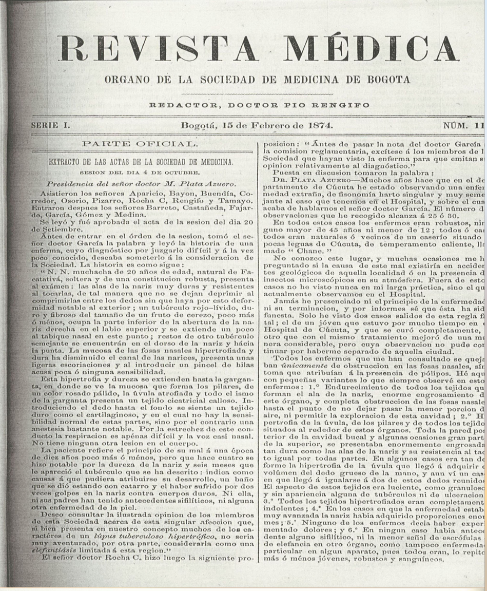 					Ver Vol. 1 Núm. 11 (1874): Revista Médica de Bogotá. Serie 01. Enero de 1874. Núm. 11
				