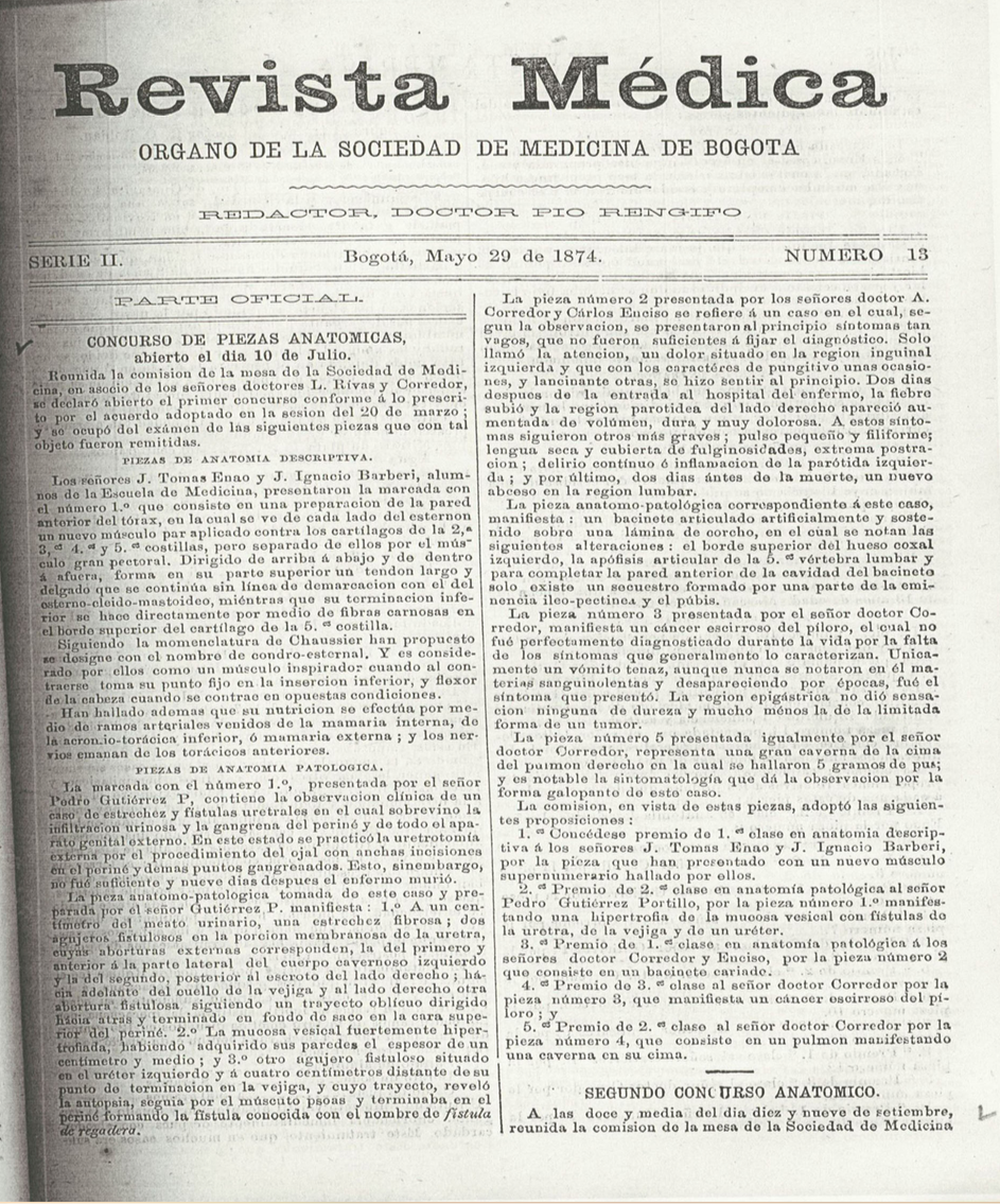 					Ver Vol. 2 Núm. 13 (1874): Revista Médica de Bogotá. Serie 2. Enero de 1874. Núm. 13
				