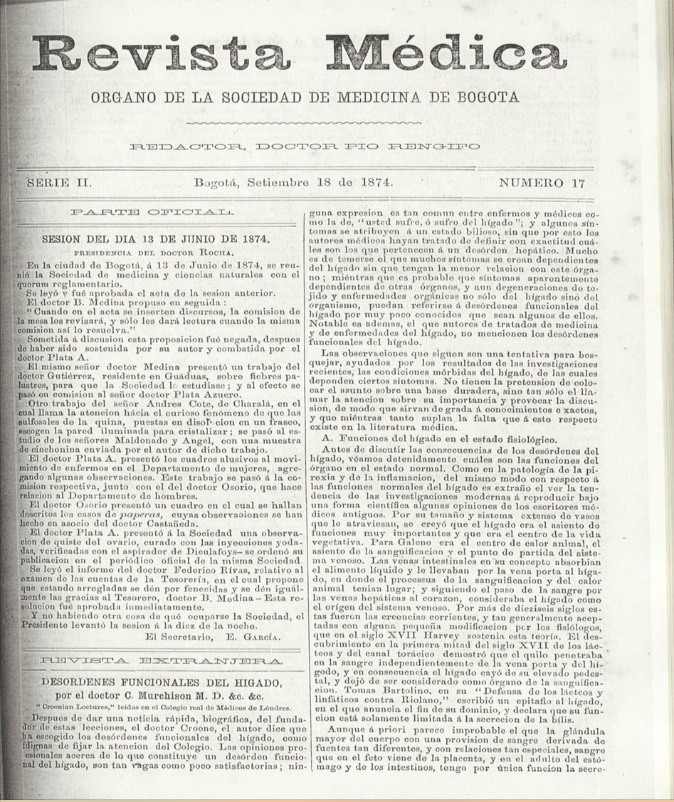 					Ver Vol. 2 Núm. 17 (1874): Revista Médica de Bogotá. Serie 2. Enero de 1874. Núm. 17
				