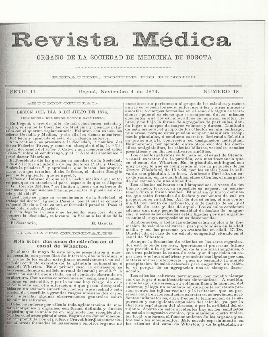 					Ver Vol. 2 Núm. 18 (1874): Revista Médica de Bogotá. Serie 2. Enero de 1874. Núm. 18
				