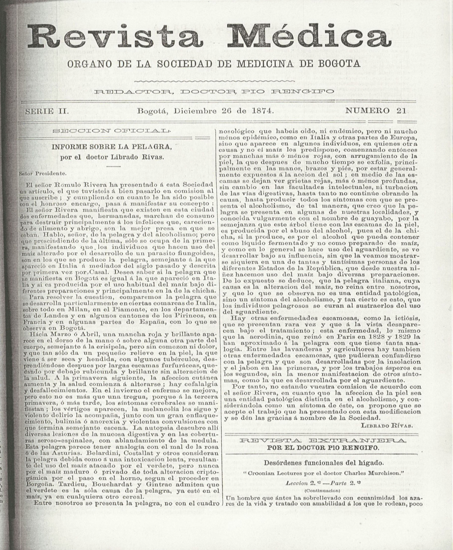 					Ver Vol. 2 Núm. 21 (1874): Revista Médica de Bogotá. Serie 21. Enero de 1874. Núm. 21
				