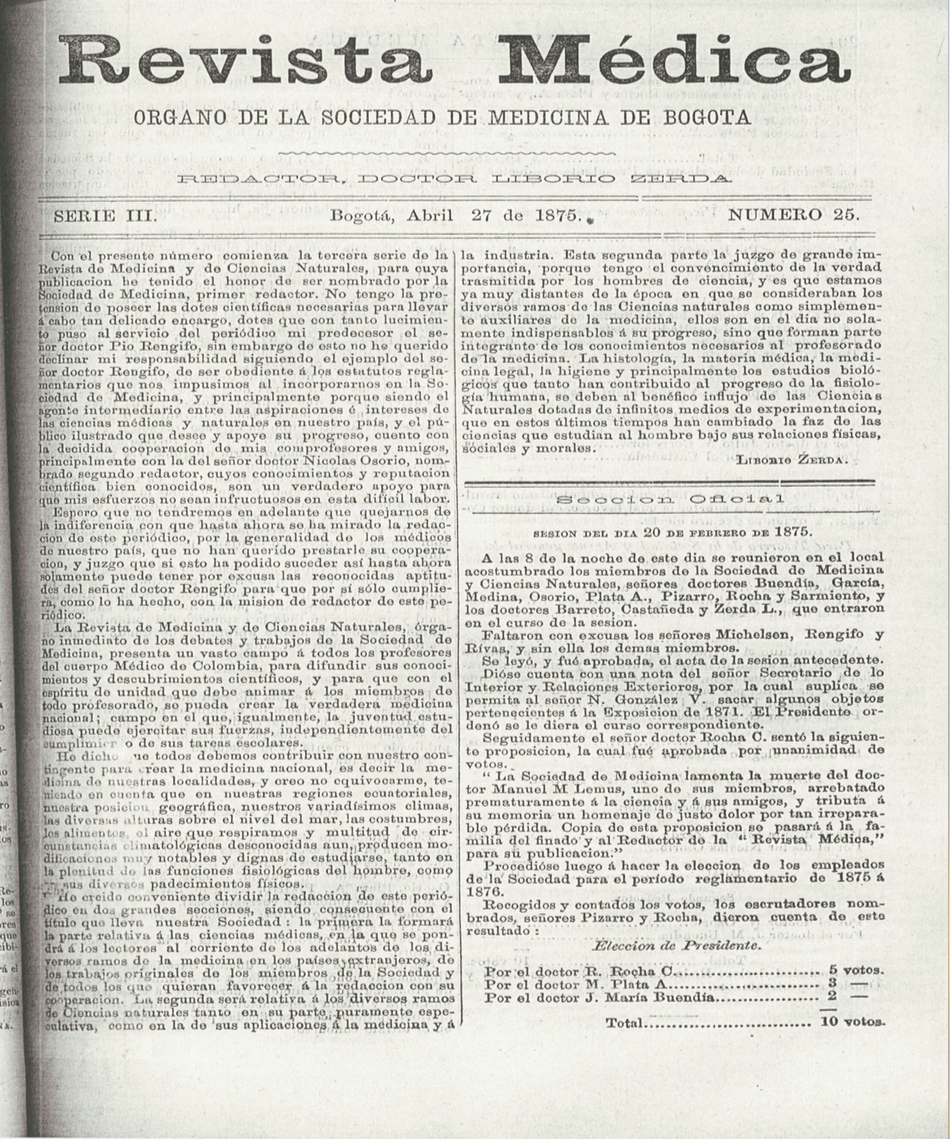 					Ver Vol. 3 Núm. 25 (1875): Revista Médica de Bogotá. Serie 3. Enero de 1875. Núm. 25
				