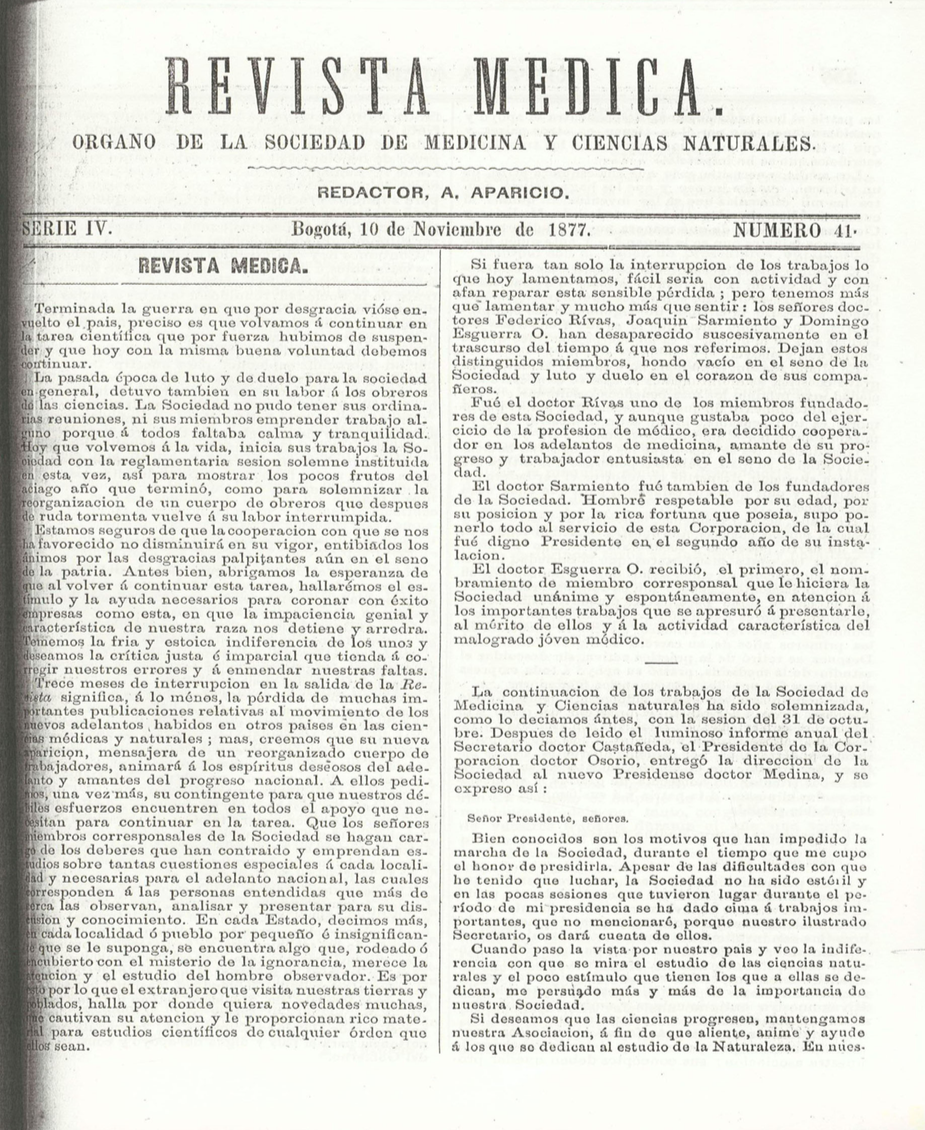 					Ver Vol. 4 Núm. 41 (1877): Revista Médica de Bogotá. Serie 4. Enero de 1877. Núm. 41
				