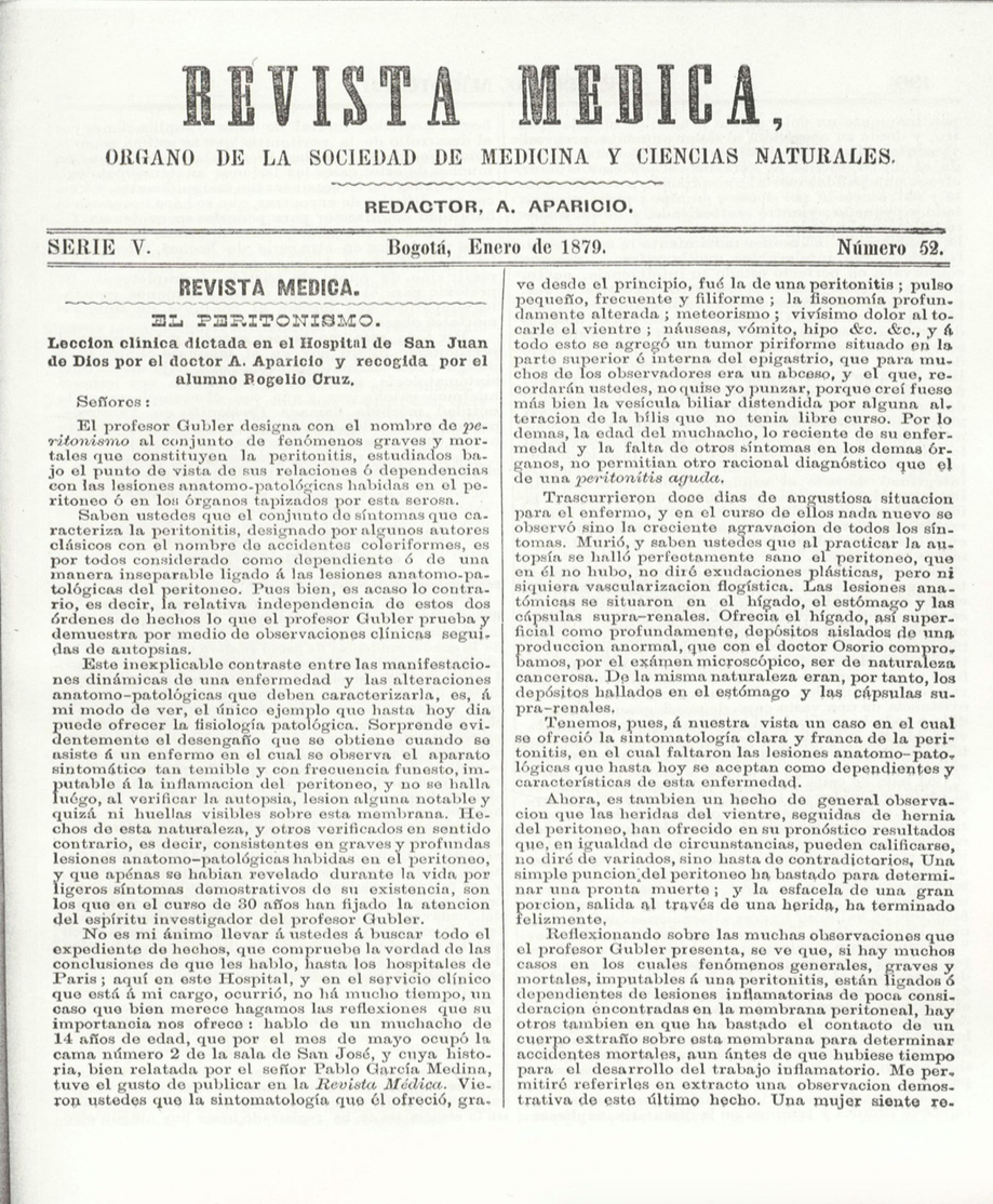 					Ver Vol. 5 Núm. 52 (1879): Revista Médica de Bogotá. Serie 5. Enero de 1879. Núm. 52
				