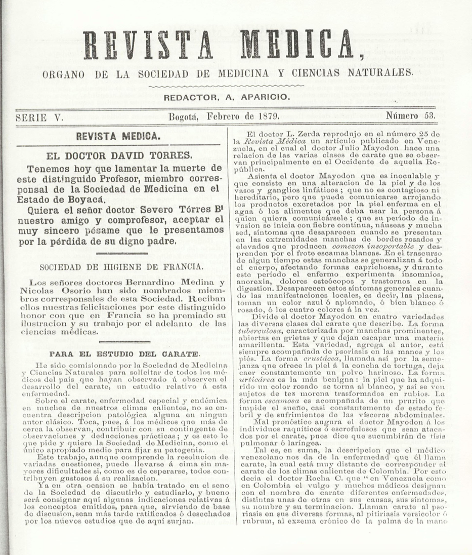 					Ver Vol. 5 Núm. 53 (1879): Revista Médica de Bogotá. Serie 5. Enero de 1879. Núm. 53
				