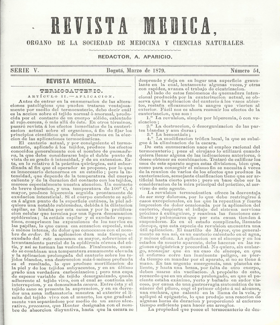 					Ver Vol. 5 Núm. 54 (1879): Revista Médica de Bogotá. Serie 5. Enero de 1870. Núm. 54
				