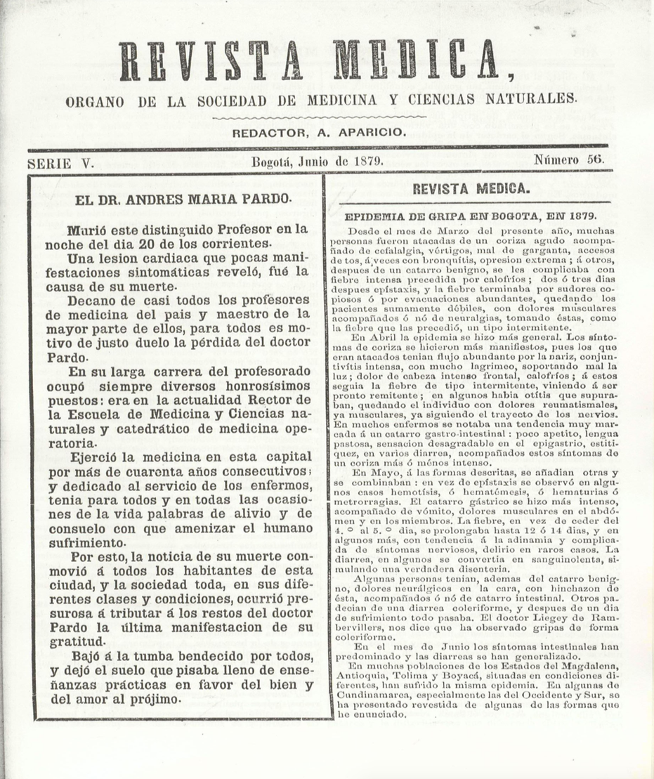 					Ver Vol. 5 Núm. 56 (1879): Revista Médica de Bogotá. Serie 5. Enero de 1879. Núm. 56
				