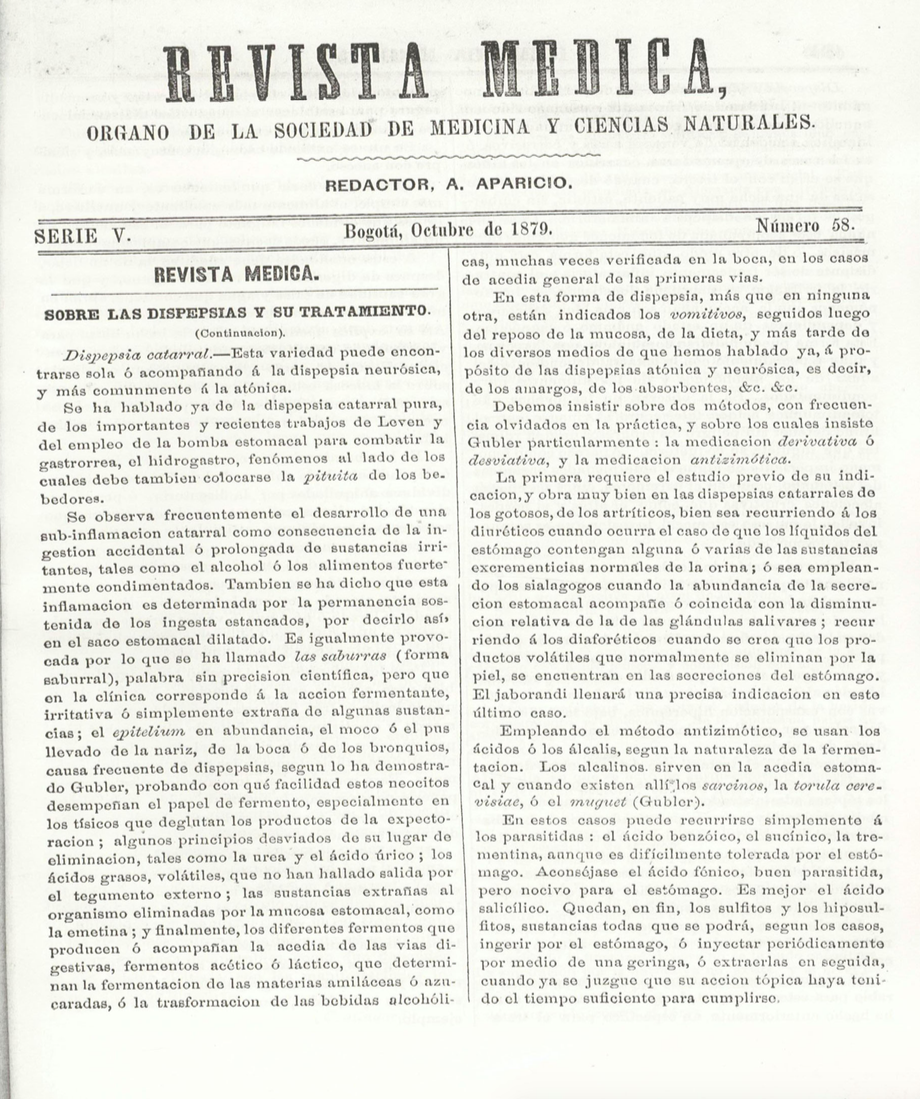 					Ver Vol. 5 Núm. 58 (1879): Revista Médica de Bogotá. Serie 5. Enero de 1879. Núm. 58
				