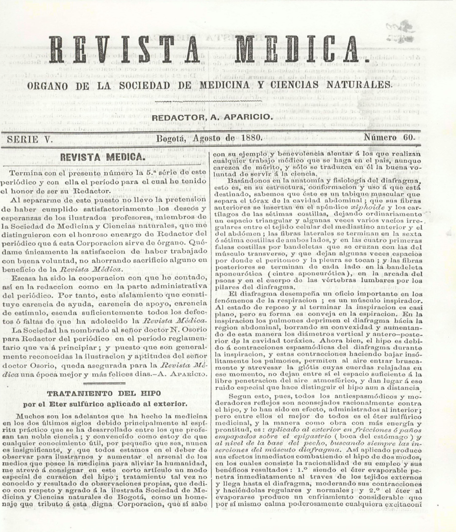 					Ver Vol. 5 Núm. 60 (1880): Revista Médica de Bogotá. Serie 5. Enero de 1880. Núm. 60
				