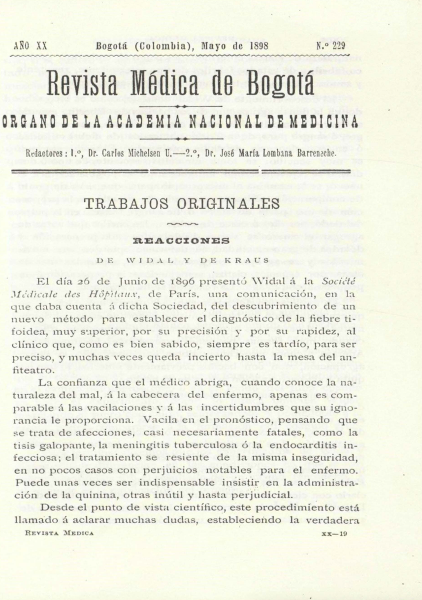 					Ver Vol. 20 Núm. 229 (1898): Revista Médica de Bogotá. Serie 20. Enero de 1898. Núm. 229
				