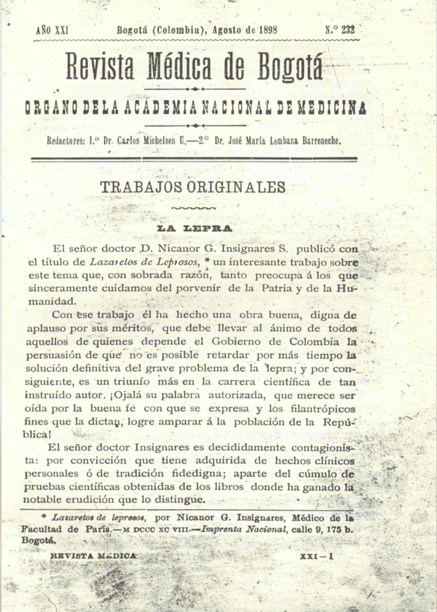 					Ver Vol. 21 Núm. 232 (1898): Revista Médica de Bogotá. Serie 21. Enero de 1898. Núm. 232
				