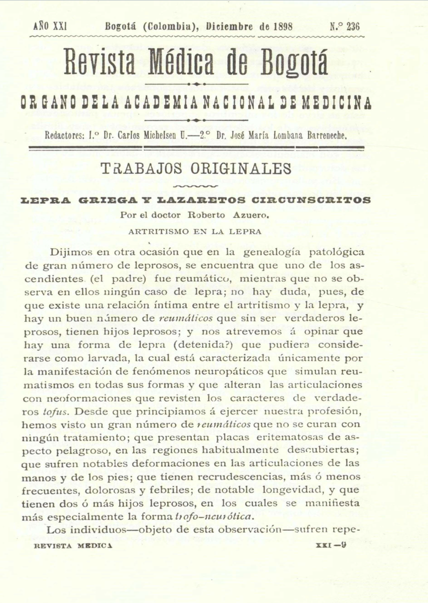 					Ver Vol. 21 Núm. 236 (1898): Revista Médica de Bogotá. Serie 21. Enero de 1898. Núm. 236
				