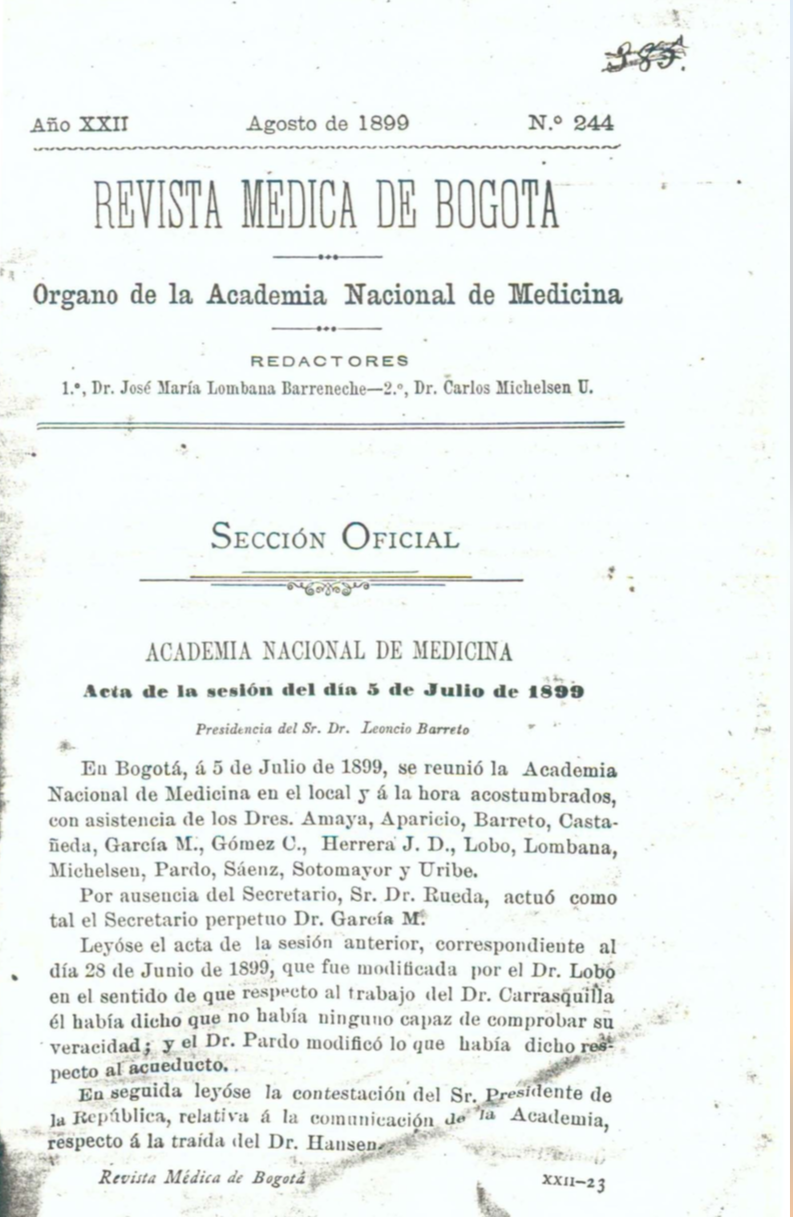 					Ver Vol. 22 Núm. 244 (1899): Revista Médica de Bogotá. Serie 22. Agosto de 1899. Núm. 244
				