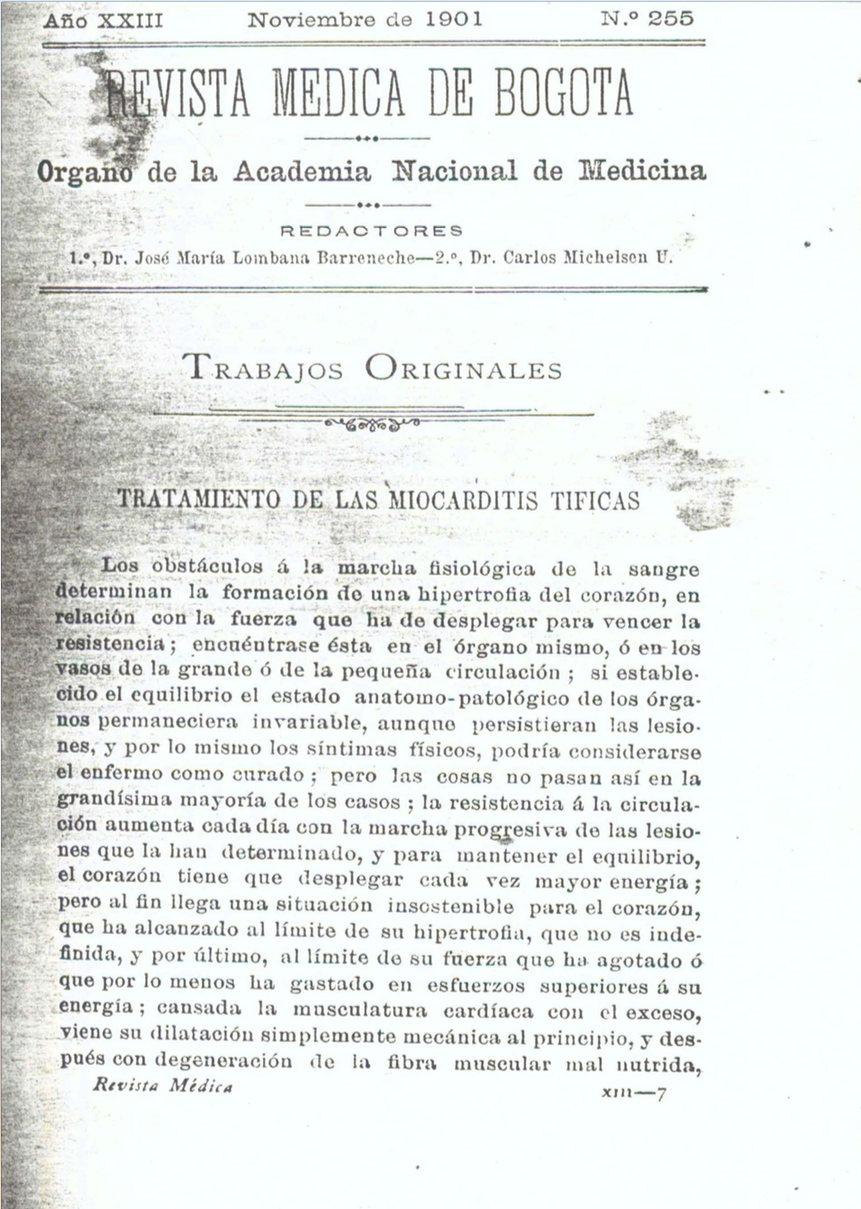 					Ver Vol. 23 Núm. 255 (1901): Revista Médica de Bogotá. Serie 23. Enero de 1901. Núm. 255
				