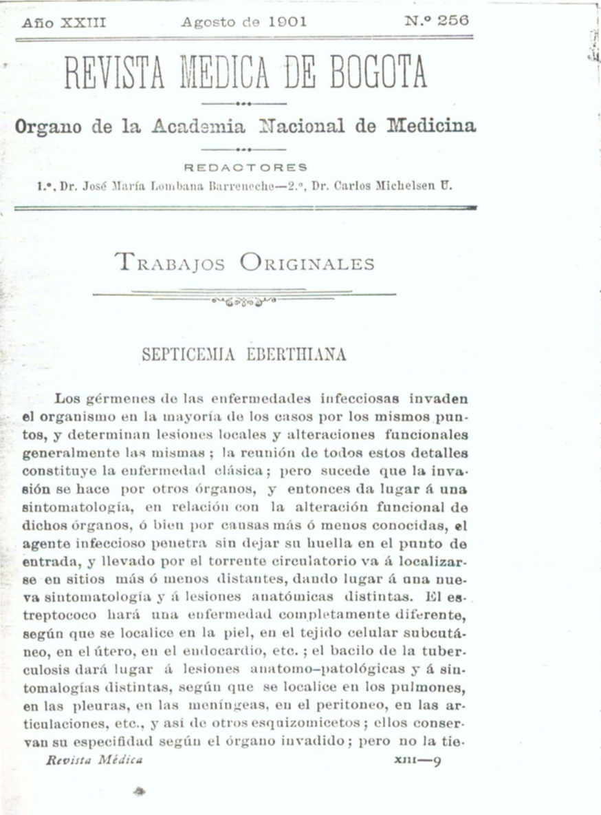 					Ver Vol. 23 Núm. 256 (1901): Revista Médica de Bogotá. Serie 23. Enero de 1901. Núm. 256
				