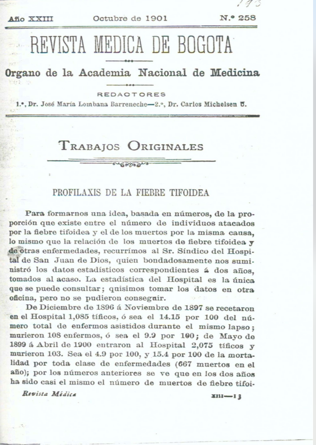 					Ver Vol. 23 Núm. 258 (1901): Revista Médica de Bogotá. Serie 23. Enero de 1901. Núm. 258
				