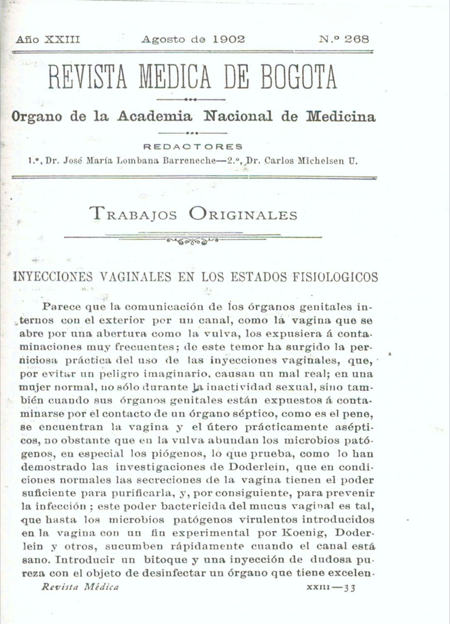 					Ver Vol. 23 Núm. 268 (1902): Revista Médica de Bogotá. Serie 23. Enero de 1902. Núm. 268
				