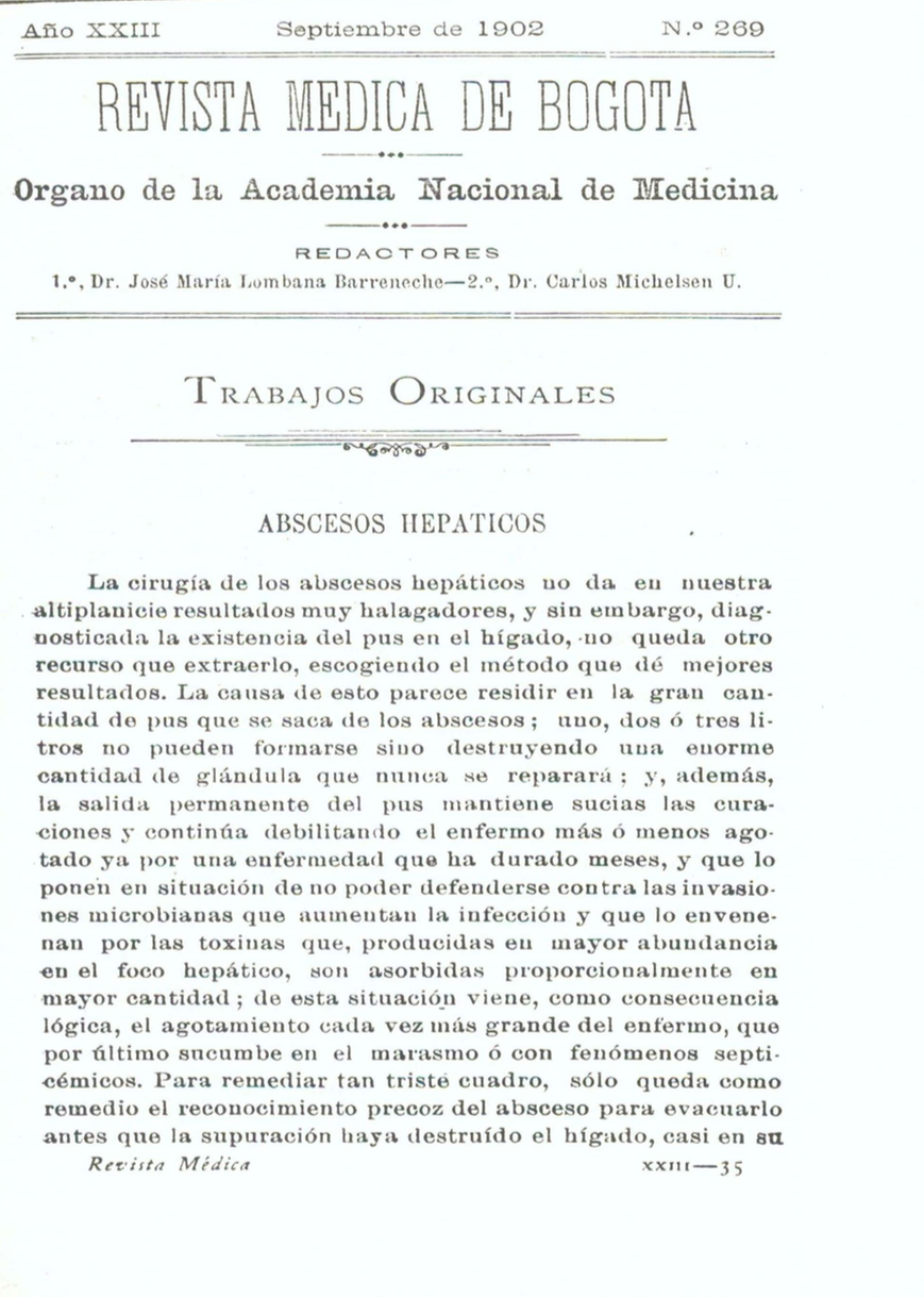 					Ver Vol. 23 Núm. 269 (1902): Revista Médica de Bogotá. Serie 23. Enero de 1902. Núm. 269
				