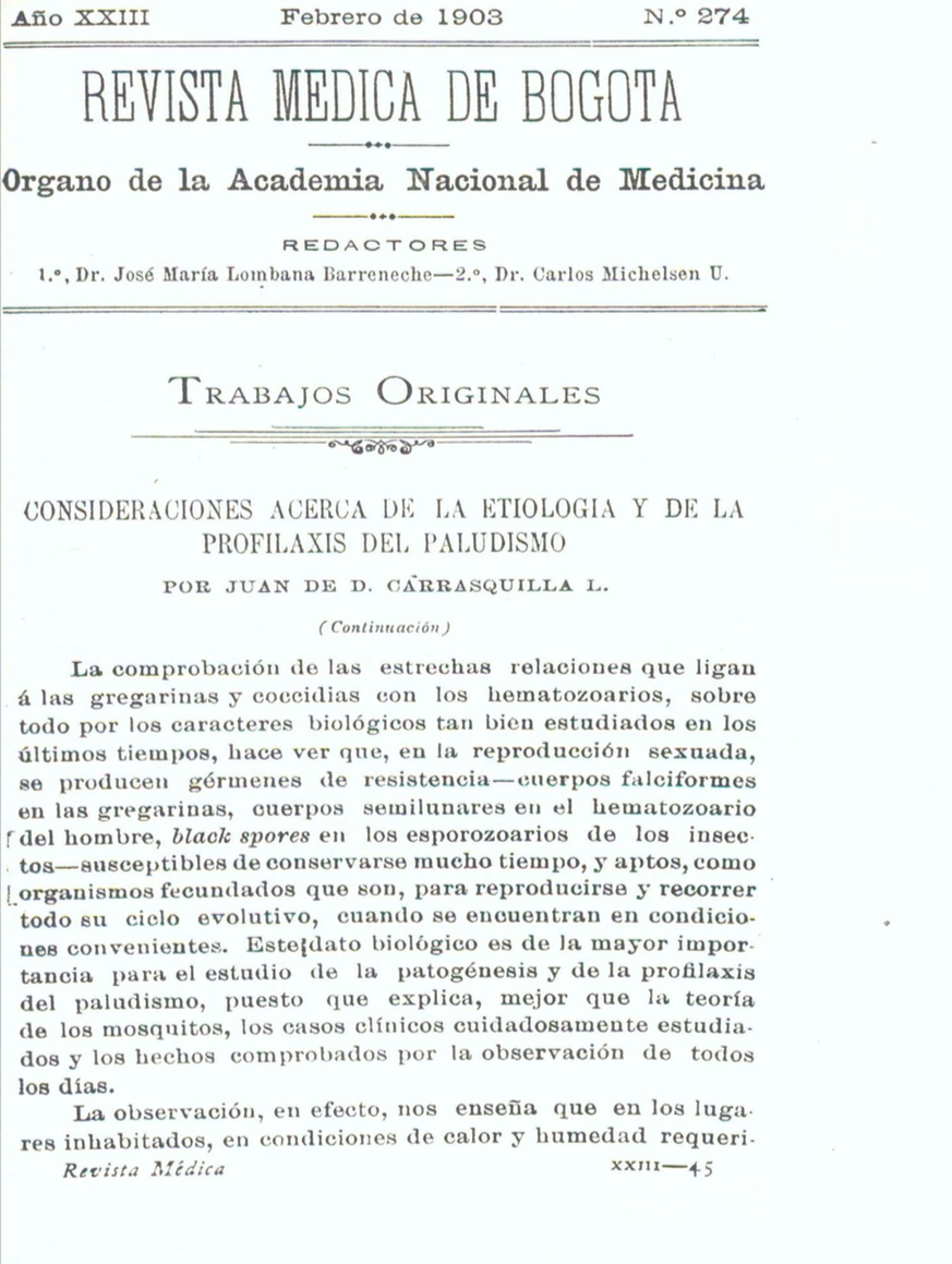 					Ver Vol. 23 Núm. 274 (1903): Revista Médica de Bogotá. Serie 23. Enero de 1903. Núm. 274
				
