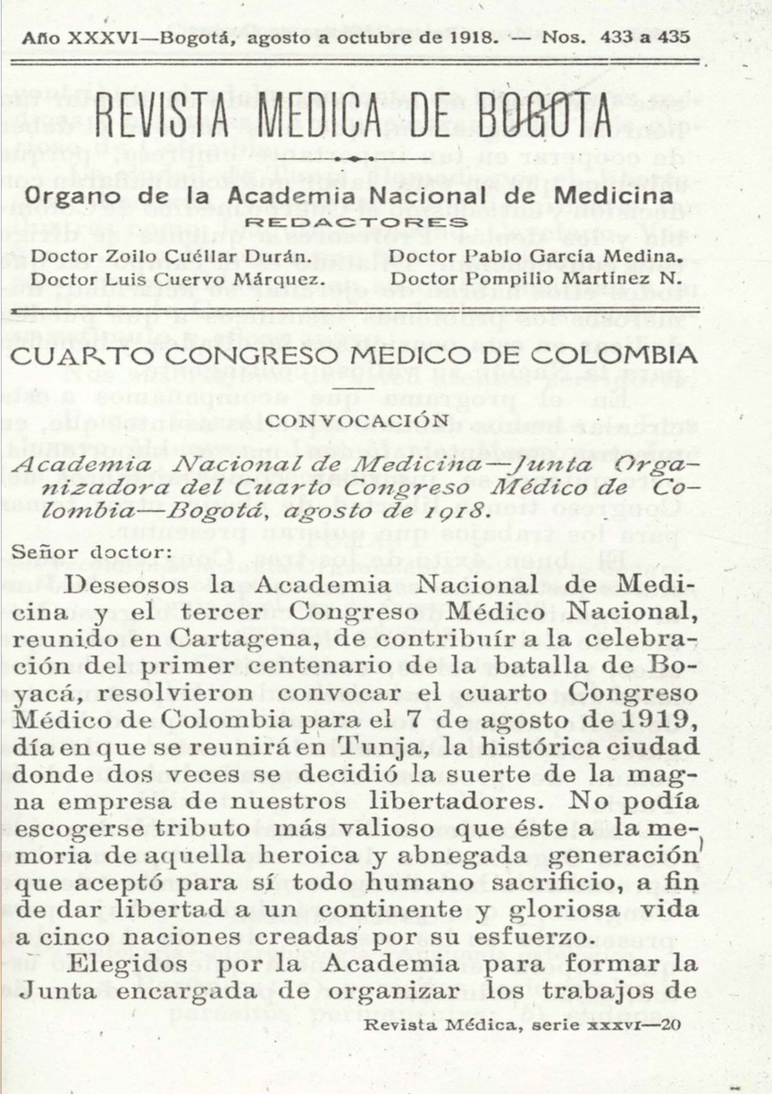 					Ver Vol. 36 Núm. 433 al 435 (1918): Revista Médica de Bogotá. Serie 36. Enero de 1918. Núm. 433 al 435
				