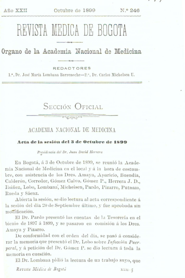					Ver Vol. 22 Núm. 246 (1899): Revista Médica de Bogotá. Serie 22. Enero de 1899. Núm. 246
				