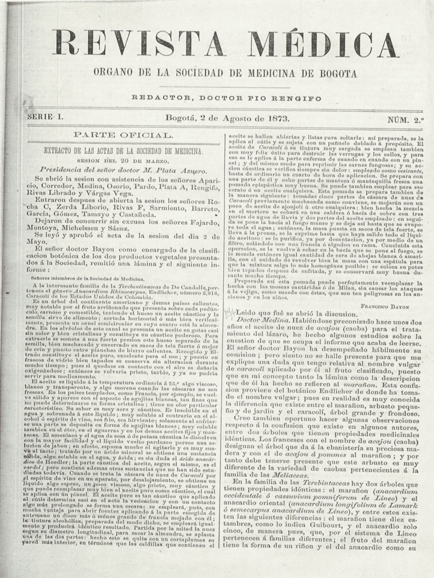					Ver Vol. 1 Núm. 2 (1873): Revista Médica. Serie 1. Agosto de 1873. Núm. 2
				